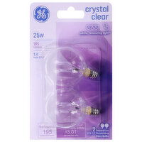 GE Base Bulb, Crystal Clear, 25 Watts - 2 Each 