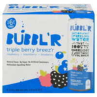 Bubbl'r Sparkling Water, Antioxidant, Triple Berry Breez'r - 6 Each 