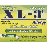 XL 3 Allergy Relief, 24 Hour, Non-Drowsy, 10 mg, Tablets - 10 Each 