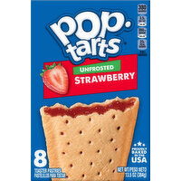 Pop-Tarts Toaster Pastries, Strawberry, Unfrosted, 8 Pack - 8 Each 