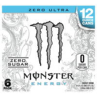 Monster Energy Drink, Zero Sugar, Zero Ultra, 6 Pack