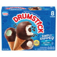Drumstick Frozen Dairy Dessert Cones, Mint/Vanilla Fudge/Vanilla, Simply Dipped - 8 Each