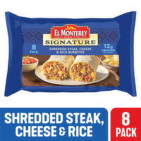 El Monterey Burritos, Shredded Steak, Cheese & Rice - 8 Each 