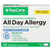 TopCare All Day Allergy, Original Prescription Strength, 10 mg, Tablets - 14 Each 