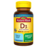 Nature Made Vitamin D3, Extra Strength, 5000 IU (125 mcg), Softgels - 90 Each 