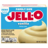 Jell-O Pudding & Pie Filling, Reduced Calorie, Zero Sugar, Instant, Vanilla, Family Size