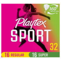 Playtex Tampons, Plastic Applicator, Regular/Super - 32 Each 