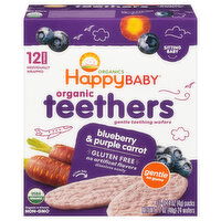 Happy Baby Teethers, Blueberry & Purple Carrot, Sitting Baby, 2 Pack