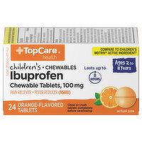 TopCare Ibuprofen, Children's, 100 mg, Chewable Tablets, Orange-Flavored - 24 Each 