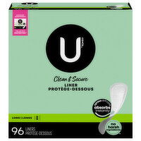 U by Kotex Liners, Clean & Secure, Long - 96 Each 