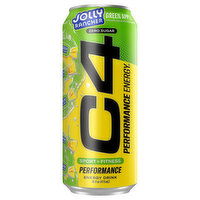 C4 Energy Drink, Green Apple, Zero Sugar, Jolly Rancher - 16 Fluid ounce 