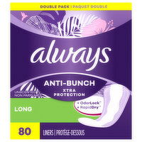 Always Liners, Long, Unscented, Double Pack - 80 Each 