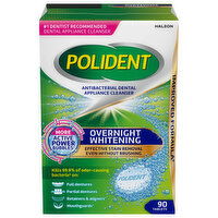 Polident Dental Appliance Cleanser, Antibacterial, Overnight Whitening, Tablets - 90 Each 