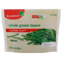 Brookshire's Green Beans, Whole, Steamin' Easy - 12 Ounce 