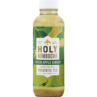 Holy Kombucha Tea, Raw Fizzy Probiotic, Green Apple Ginger - 16.9 Ounce 