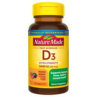 Nature Made Vitamin D3, Mixed Berry, Extra Strength, 5000 IU, Tablets - 70 Each 