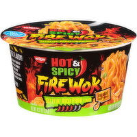 Nissin Hot & Spicy Fire Wok Sizzlin' Rich Pork Flavor Stir Fry Asian Noodles in Sauce