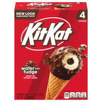 Kit Kat Frozen Dairy Dessert Cones, Wafer with Fudge - 4 Each