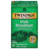 Twinings Black Tea, Irish Breakfast, Pure - 20 Each 