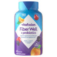 Vitafusion Fiber Well + Probiotics, Gummies, Berry Cherry & Orange Flavors - 60 Each 