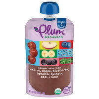 Plum Organics Stage 2 Organic Cherry, Apple, Blueberry, Banana, Quinoa, Acai + Kale 4oz Pouch