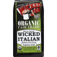 Wicked Joe Coffee, Organic, Ground, Medium Dark Roast, Wicked Italian - 12 Ounce 