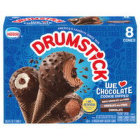 Drumstick Frozen Dairy Dessert Cones, We Love Chocolate, Cookie Dipped - 8 Each 