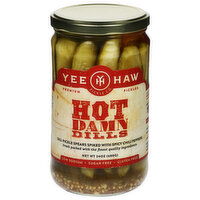 Yee-Haw Pickle Co. Pickles, Hot Damn Dills, Premium - 24 Ounce 