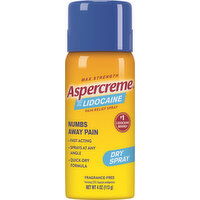 Aspercreme Pain Relief Spray, Dry, with 4% Lidocaine, Max Strength - 4 Ounce 