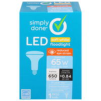 Simply Done Light Bulb, LED, Floodlight, Soft White, 65 Watts