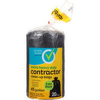 Simply Done Clean-Up Bags, Contractor, Extra Heavy Duty, 45 Gallon - 20 Each 