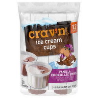 Crav'n Flavor Ice Cream Cups, Vanilla Chocolate Swirl - 12 Each