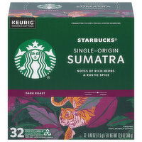 Starbucks Coffee, 100% Arabica, Ground, Dark Roast, Single-Origin Sumatra, K-Cup Pods