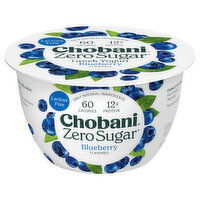 Chobani Yogurt, Greek, Nonfat, Zero Sugar, Blueberry - 5.3 Ounce 