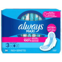 Always Pads, Extra Long Super, Size 3 - 26 Each 