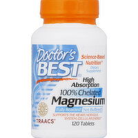 Doctor's BEST Magnesium, High Absorption 100% Chelated, Tablets - 120 Each 