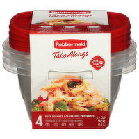 Rubbermaid Containers & Lids, Deep Squares - 4 Each 