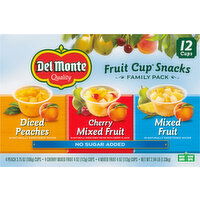 Del Monte Fruit Cup Snacks, No Sugar Added, Family Pack - 12 Each 