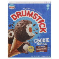 Drumstick Frozen Dairy Dessert Cones, Vanilla Fudge, Vanilla Caramel, Vanilla, Cookie Dipped - 8 Each 