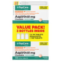 TopCare Tablets Orange Flavor 81 mg Aspirin Value Pack - 3 Each