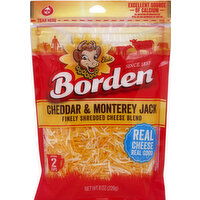 Borden Finely Shredded Cheese, Cheddar & Monterey Jack - 8 Ounce 