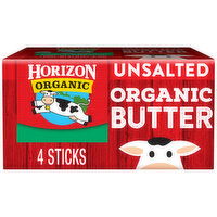 Horizon Organic Butter, Organic, Unsalted - 4 Each 