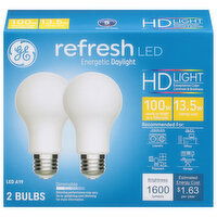 GE Light Bulbs, LED A19, HD Light, 13.5 Watts - 2 Each 