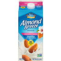 Almond Breeze Almondmilk, Unsweetened, Vanilla - 0.5 Gallon 