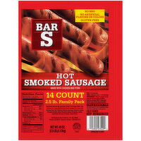 Bar S Hot Smoked Sausage - 40 Ounce 