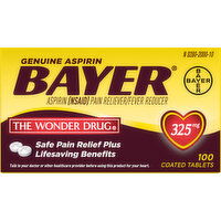 Bayer Aspirin, Genuine, 325 mg, Coated Tablets - 100 Each 