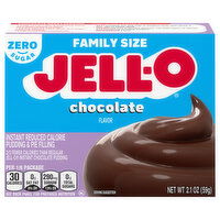 Jell-O Pudding & Pie Filling, Reduced Calorie, Zero Sugar, Instant, Chocolate Flavor, Family Size - 2.1 Ounce 