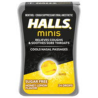 Halls HALLS Minis Honey Lemon Flavor Sugar Free Cough Drops, 24 Drops - 0.51 Ounce 