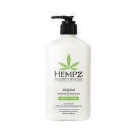 Hempz Help nourish skin with the pure hemp seed oil in Hempz' plant-based lotion. It tempts the senses with a fruity fragrance with notes of tropical banana, plumeria, and pineapple. Vegan and cruelty free. Manufactured in USA.