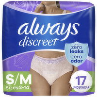 Always Discreet Adult Incontinence Underwear for Women, S/M - 17 Each
